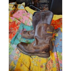 CAT Wellington Work Boot Mens 10 Drawbar Soft Western Leather Catepillar P51034
